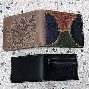Embossed Puruvian Leather Color Block Billfold Wallet